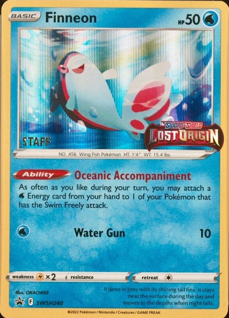 Pokemon TCG Finneon SWSH240 Lost Origin Prerelease Promo Card, Sealed Pack, Near Mint