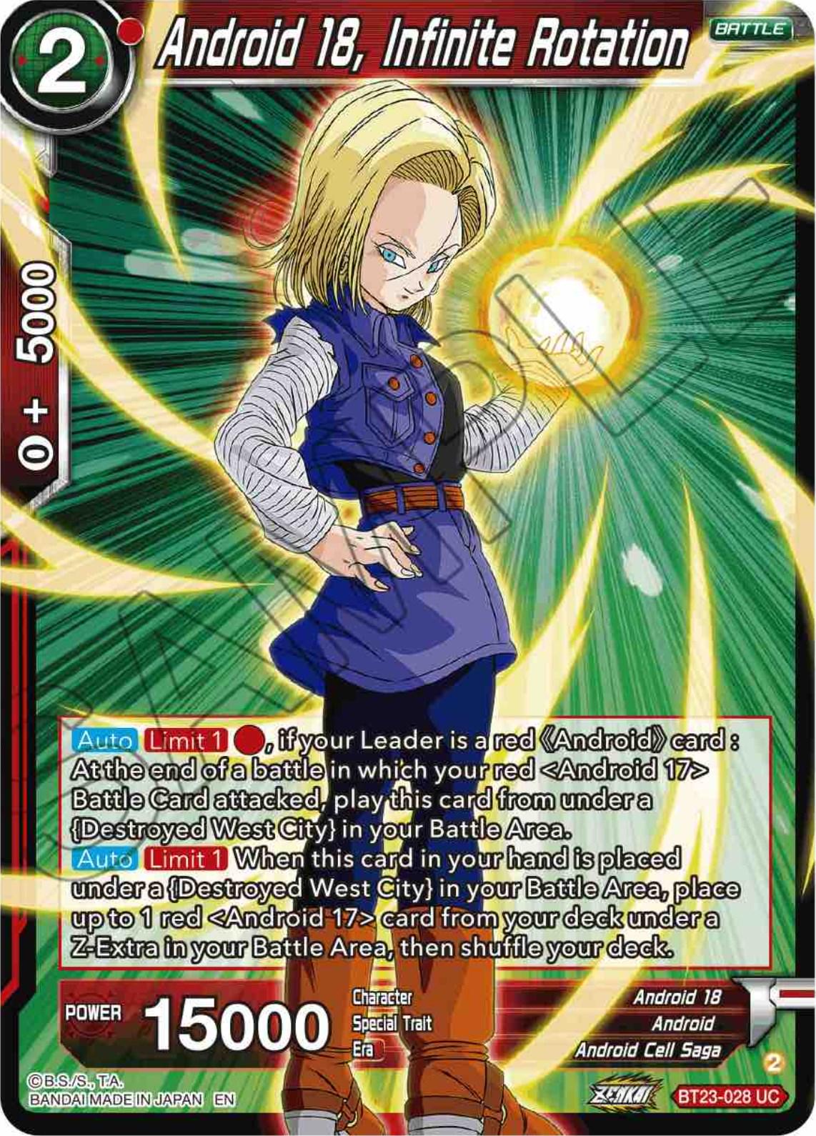 Android 18, Infinite Rotation BT23-028 Dragon Ball Super Perfect Combination