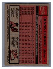 Back | Dennis Leonard Baseball Cards 1981 Coca Cola