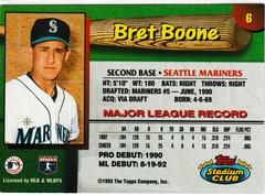 Back | Bret Boone Baseball Cards 1993 Stadium Club Mariners