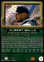 Back Of Card | Albert Belle Baseball Cards 1998 Pacific Home Run Heroes