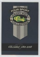 Checklist [Cards 180 to 238] #323 Football Cards 1992 Classic 4 Sport Prices