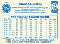 Back Side | Ernie Grunfeld Basketball Cards 1986 Star