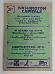 Backside | Washington Capitals Hockey Cards 1990 Topps