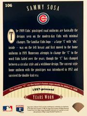 Rear | Sammy Sosa [Silver Signature] Baseball Cards 1996 Collector's Choice