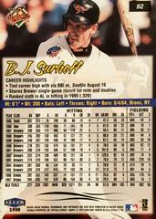 Rear | B.J. Surhoff Baseball Cards 1998 Ultra