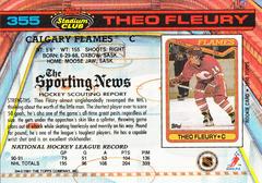 Back Of Card | Theo Fleury Hockey Cards 1991 Stadium Club
