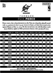 Back Of Card | Paul Pierce Basketball Cards 2014 Panini Hoops