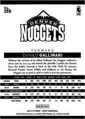 Back Of Card | Danilo Gallinari Basketball Cards 2014 Panini Hoops