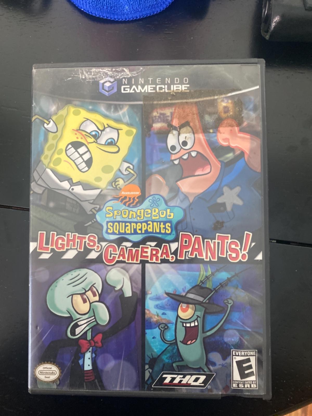 SpongeBob SquarePants Lights Camera Pants Item, Box, and Manual Gamecube