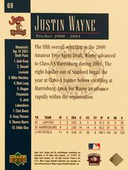Rear | Justin Wayne Baseball Cards 1994 Upper Deck Minors