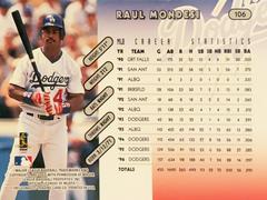 Rear | Raul Mondesi Baseball Cards 1997 Panini Donruss Team Set