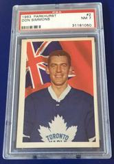 Don Simmons Hockey Cards 1963 Parkhurst Prices
