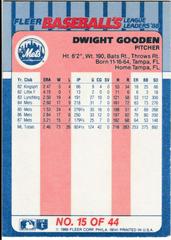 Back | Dwight Gooden Baseball Cards 1988 Fleer League Leaders
