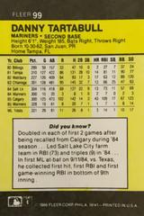 Rear | Danny Tartabull Baseball Cards 1986 Fleer Mini