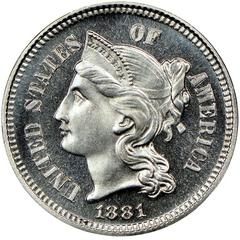 1881 [PROOF] Coins Three Cent Nickel Prices