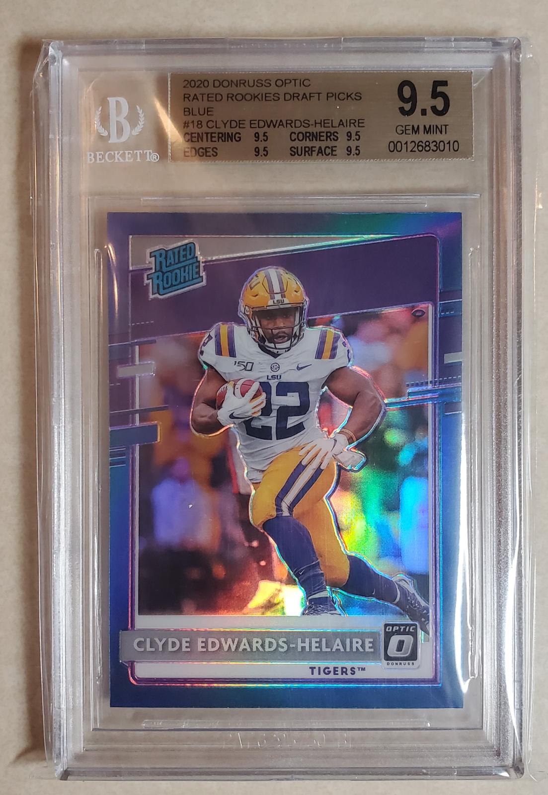 Clyde Edwards Helaire [Blue] Graded 9.5 2020 Panini Chronicles