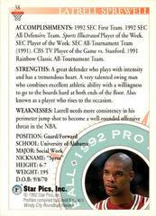 Back Of Card | Latrell Sprewell Basketball Cards 1992 Star Pics