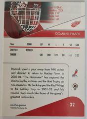 Backside | Dominik Hasek Hockey Cards 2003 ITG Toronto Star