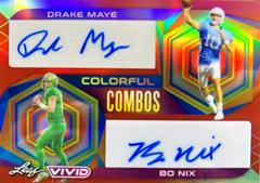 Drake Maye, Bo Nix [Prismatic Red] #CC-23 Football Cards 2023 Leaf Vivid Autographs Colorful Combos Prices