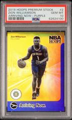 Zion Williamson [Purple] Basketball Cards 2019 Panini Hoops Premium Stock Arriving Now Prices