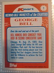 Back | George Bell Baseball Cards 1988 Kmart
