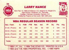 Back Side | Larry Nance Basketball Cards 1986 Star