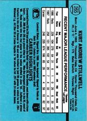 Back Of Card | Kurt Stillwell Baseball Cards 1988 Donruss