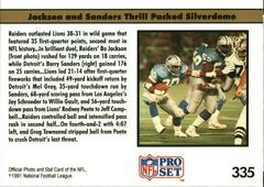 Back | Barry Sanders, Bo Jackson [No NFLPA Logo on Back] Football Cards 1991 Pro Set