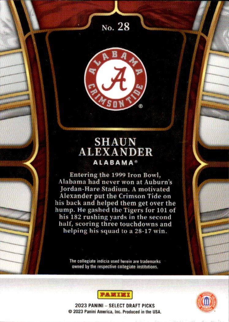 Shaun Alexander 28 Prices 2023 Panini Select Draft Picks Football