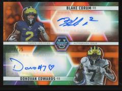 Donovan Edwards, Blake Corum [Orange] #DA-CE Football Cards 2023 Bowman's Best University Dual Autographs Prices
