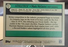 Back Of Card | Mark McGwire Baseball Cards 2021 Topps 70 Years of Baseball
