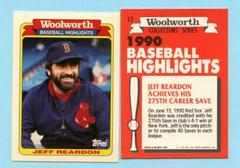 Jeff Reardon Baseball Cards 1990 Woolworth Prices