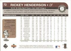 Back | Rickey Henderson Baseball Cards 2005 Donruss Team Heroes