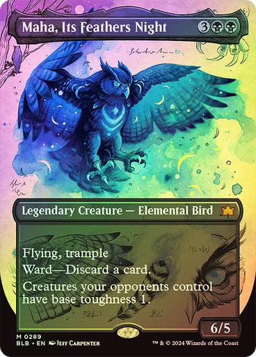 Maha, Its Feathers Night [Borderless Foil] #289 Magic Bloomburrow Commander