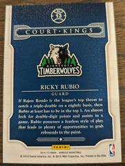 Back | Ricky Rubio Basketball Cards 2014 Panini Donruss Court Kings