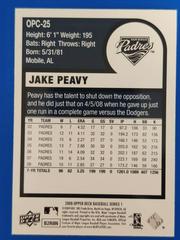 Card Back | Jake Peavy Baseball Cards 2009 Upper Deck O Pee Chee