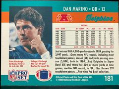 Back | Dan Marino Football Cards 1990 Pro Set