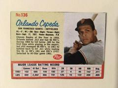 Orlando Cepeda [Hand Cut] Baseball Cards 1962 Post Cereal Prices