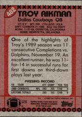 Back Card | Troy Aikman [Disclaimer Back] Football Cards 1990 Topps