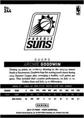 Back Of Card | Archie Goodwin Basketball Cards 2014 Panini Hoops