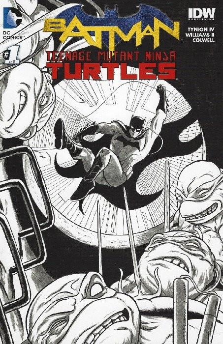 Batman / Teenage Mutant Ninja Turtles [Newbury Comics B&W] #1 (2015) Comic Books Batman / Teenage Mutant Ninja Turtles