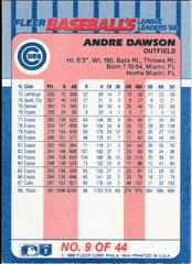 Back | Andre Dawson Baseball Cards 1988 Fleer League Leaders