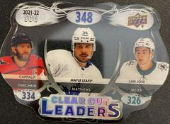 Auston Matthews, Alex Ovechkin, Timo Meier #CCL-MMO Hockey Cards 2022 Upper Deck Clear Cut Leaders Prices