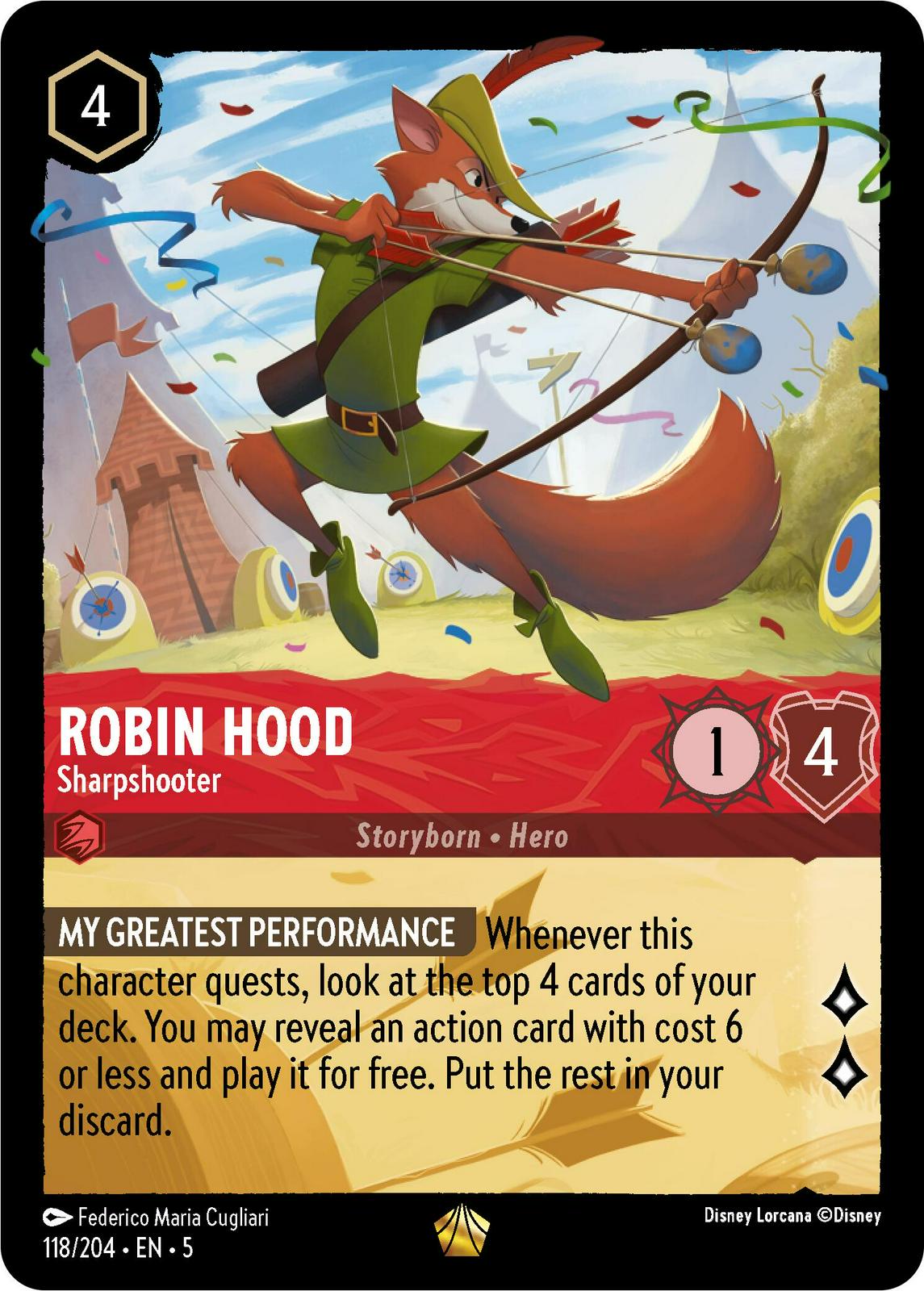 Robin Hood - Sharpshooter [Foil] #118 Lorcana Shimmering Skies