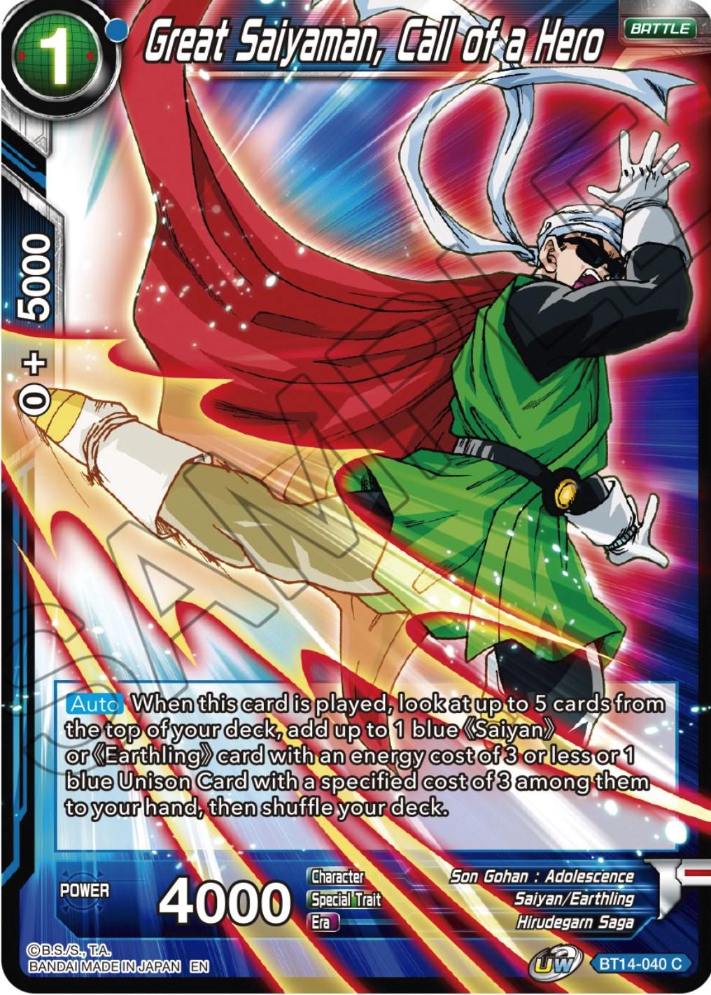 Great Saiyaman, Call of a Hero [Foil] BT14-040 Dragon Ball Super Cross Spirits