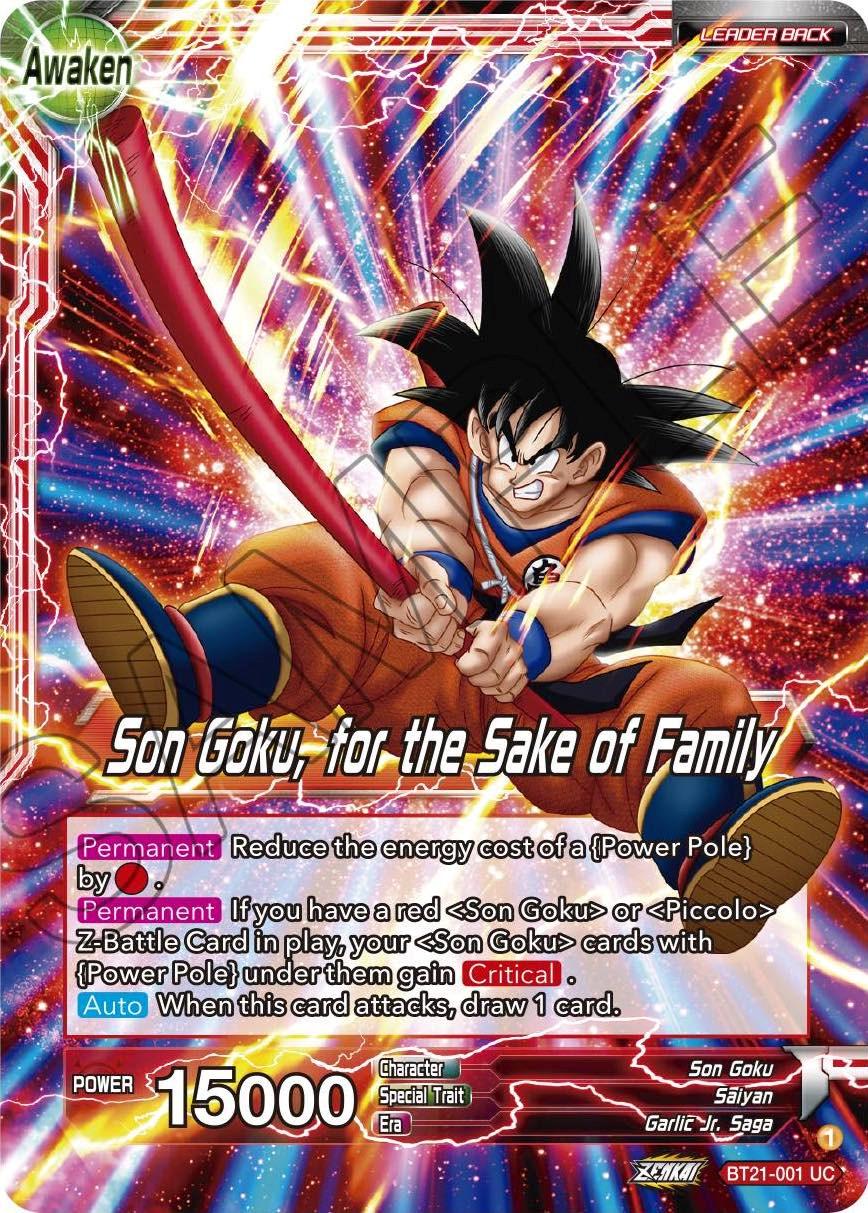 Son Goku // Son Goku, for the Sake of Family BT21-001 Dragon Ball Super Wild Resurgence