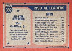 Card Back | Ken Griffey Jr. Baseball Cards 1991 Topps