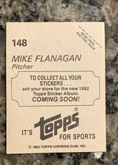 Coming Soon Back | Mike Flanagan [Coming Soon] Baseball Cards 1982 Topps Stickers