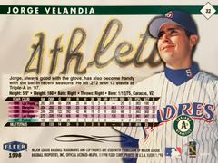 Rear | Jorge Velandia Baseball Cards 1998 Fleer Tradition